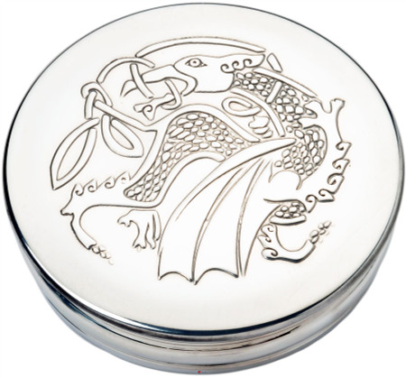 Trinket Box Pewter Large Kells Dragon Design on Lid 90mm