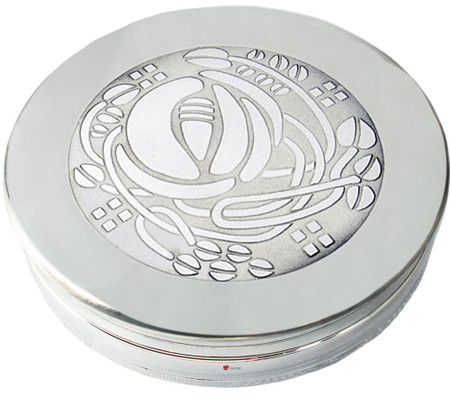 Trinket Box Pewter Large Charles Rennie Mackintosh Glasgow Rose Bud Lid 90mm