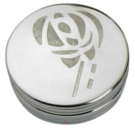 Trinket Box Pewter Round with Scottish Mackintosh Simple Glasgow Rose Lid 50mm