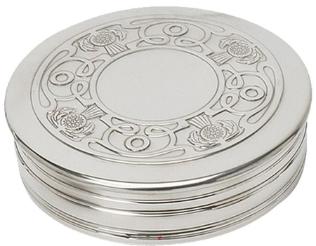 Trinket Box Pewter Large Celtic Thistle Circle Design 90mm
