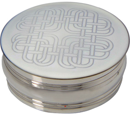 Trinket Box Pewter Round with Celtic Heart Design on Lid 50mm