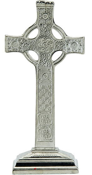 Crucifix Cross Scottish Celtic Iona Fine Pewter Free-standing 177mm Ideal Gift