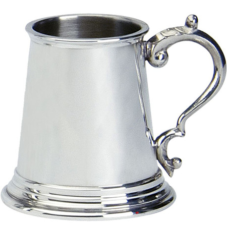 Christening Gift 1/4 pt Pewter Cup Engravable with Handle Plain Design Great Gift