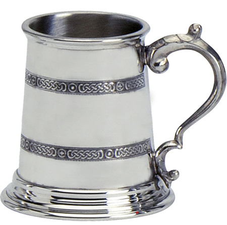 Christening Gift 1/4 pt Pewter Cup Engravable with Two Celtic Bands Great Gift