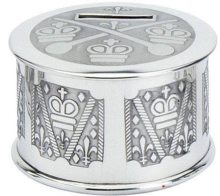 Pewter Piggy Bank Money Box For Children Drum Design Great Christening Gift