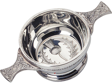Thistle Scottish Quaich Celtic Handles 2" Bowl Pewter Cup of Friendship Ideal Gift