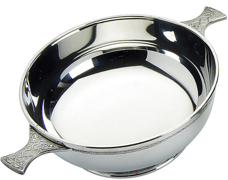 Quaich Scottish Pewter Celtic Handles and Wire Decoration 8" Bowl Ideal Gift
