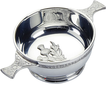 Scottish Quaich Celtic Handles Embossed Thistle 4" Cup of Friendship Ideal Gift Ideal Gift