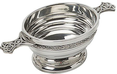 Scottish Quaich Celtic Handles Ribbed Design 3" Bowl Pewter Cup of Friendship Ideal Gift