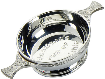 Scottish Quaich Pewter Celtic Thistle Handles Wiring 4" Cup of Friendship Ideal Gift