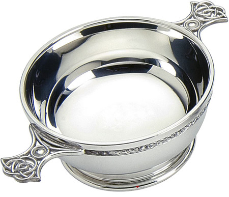 Quaich Scottish Pewter Ornate Handles and Celtic Wiring 5" Cup Of Friendship Ideal Gift