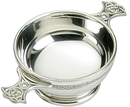Scottish Quaich Celtic Handles Wiring Pewter 3" Bowl Cup of Friendship Ideal Gift