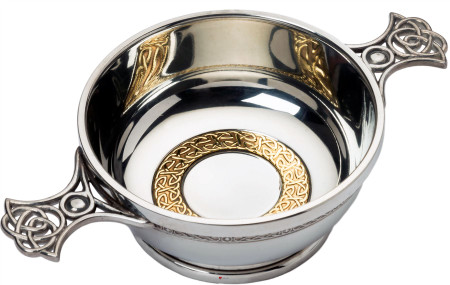 4" Quaich Celtic Handles and a Brass Ring Insert Made from High Quality Pewter Ideal Gift