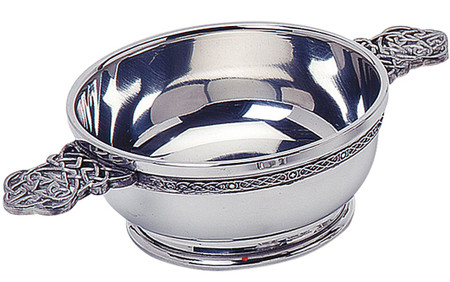 Scottish Quaich Pewter Celtic Knot and Celtic Wiring 4" Cup of Friendship Ideal Gift