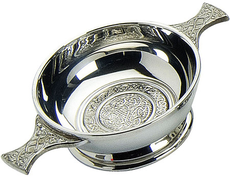 Celtic Motif Scottish Quaich Celtic Handles 4" Bowl Pewter Cup of Friendship Ideal Gift