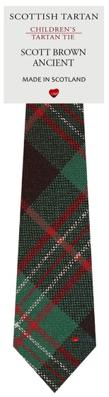Boys Pure Wool Tie Woven Scotland - Scott Brown Ancient Tartan