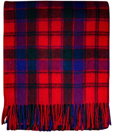 Scottish Tartan Wool Mix Blanket Throw Warm and Soft Robertson Red Travel Plaid Picnic Knee Wool Rug 182 cm x 152 cm