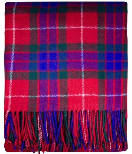 Scottish Tartan Wool Mix Blanket Throw Warm and Soft Fraser Modern Red Travel Plaid Picnic Knee Wool Rug 182 cm x 152 cm