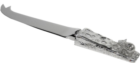 Stainless Steel Cheese Knife with Pewter Mouse and Cheese Handle Stainless Steel Cheese Knife with Pewter Mouse and Cheese Handle