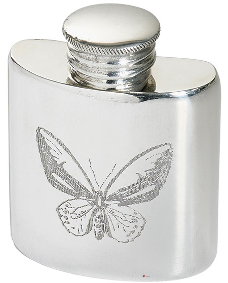 Small 1oz Pewter Purse Flask with Butterfly Design Can be Engraved on Back Small 1oz Pewter Purse Flask with Butterfly Design Can be Engraved on Back