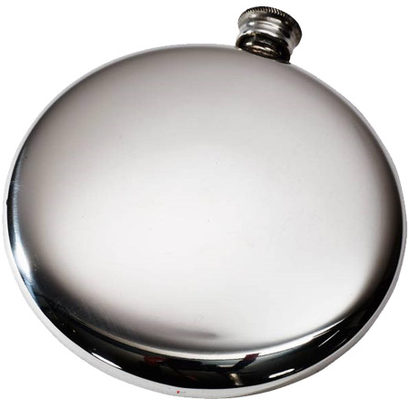 4oz Round Slim Scottish Sporran Shaped Hip Flask Plain Bright Polished Design Ideal for Engraving Screw top Made in the UK