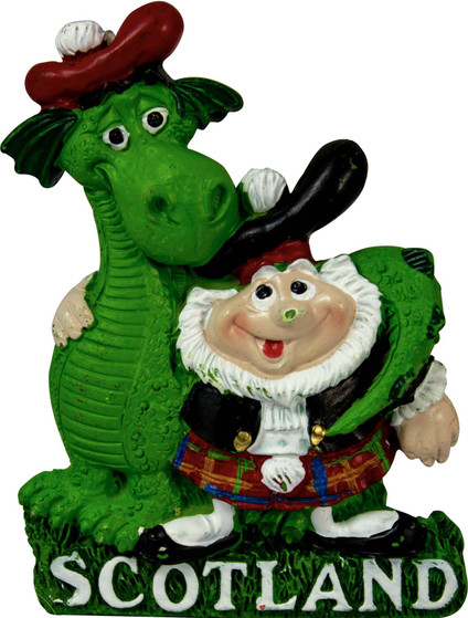 Resin Scottish Fridge Magnet With Highlander / Nessie Twins Design