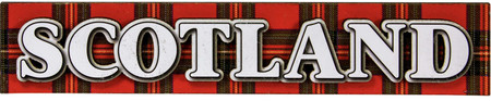 3D Fridge Magnet Scotland Banner Scottish Souvenir Gift on Red Tartan background