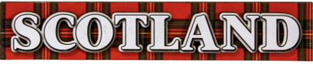 3D Fridge Magnet Scotland Banner Scottish Souvenir Gift on Red Tartan background 3D Fridge Magnet Scotland Banner Scottish Souvenir Gift on Red Tartan background