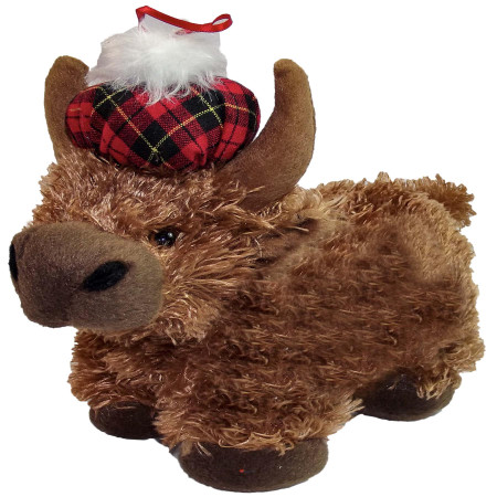 Fluffy Soft Highland Cow Childrens Toy with a Tammy Hat Large