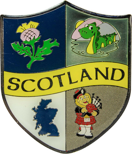 Scottish Crest Fridge Magnet Thistle Nessie Scotland Map and Piper