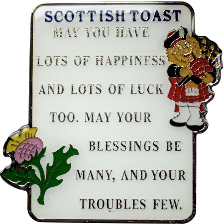 Scottish Toast Fridge Magnet with Thistle and Piper