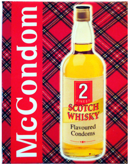 Set of 2 Red Tartan McCondom Scotch Whisky Flavoured Condoms