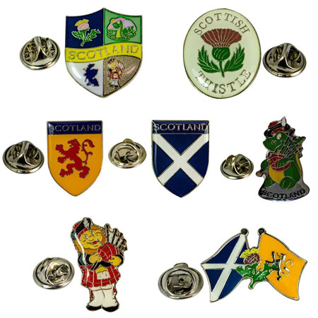 Scottish Lapel Pin Badges Thistle, Piper, Nessie, Saltire, Lion, Crest, Flags Scottish Lapel Pin Badges Thistle, Piper, Nessie, Saltire, Lion, Crest, Flags