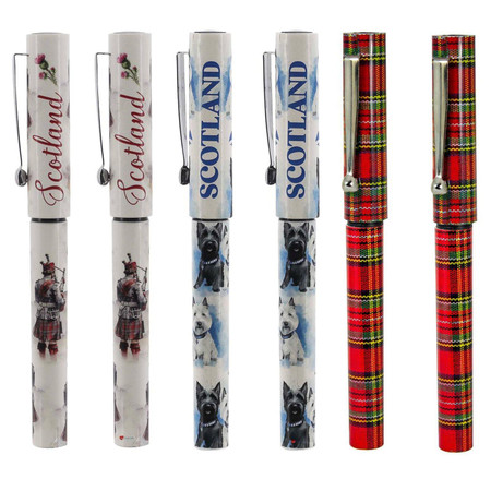Rollerball Pen Black Ink Scottish Tartan, Scottie Dogs, Piper & Castle Set of 2 Rollerball Pen Black Ink Scottish Tartan, Scottie Dogs, Piper & Castle Set of 2