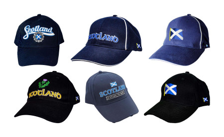 Scottish Baseball Cap with Scotland Designs Saltire Thistle Scotland Script Logo Scottish Baseball Cap with Scotland Designs Saltire Thistle Scotland Script Logo