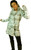 Ladies Jess Long Coat Hooded with Tie Belt White Black Blue Check Ladies Jess Long Coat Hooded with Tie Belt White Black Blue Check