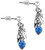 Celtic Birthstone Drop Earrings March Jewellery Silver Plated Light Blue Stone Scottish Gift