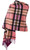 Lambswool Double Faced Stole In Raspberry Gold Check Design 73 cm Wide