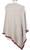 Cashmere Poncho with Tartan Edge Trim in Light Grey 81cm Long