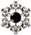 Thistle Brooch with Black Square Pattern Stone Chrome Finish