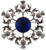 Thistle Brooch with Blue Square Pattern Stone Chrome Finish