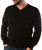 Mens Merino Wool Sweater V-Neck Black
