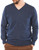 Mens Merino Wool Sweater V-Neck Denim Blue