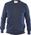 Mens Merino Wool Sweater V-Neck Denim Blue