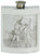 Pewter Hip Flask Hunting Game Picture Scene Kidney Engravable 6oz Screw Top Great Gift