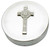 Trinket Box Pewter Large Round with Scottish Iona Cross Emblem on Lid 90mm