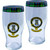 Malcolm Clan Traditional Scottish Pint Beer Glasses Pair Tartan Band and Crest