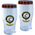 Wallace Clan Traditional Scottish Pint Beer Glasses Pair Tartan Band and Crest