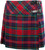 Ladies Pure Wool Tartan Billie Kilt 15" Length Red LA