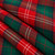 Chisholm Red Modern lightweight tartan fabric arranged in folds